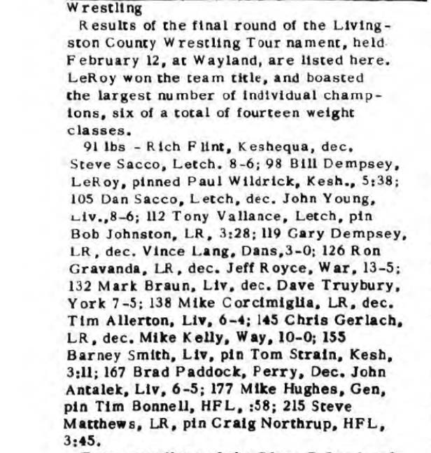 1983 Livingston County Wrestling Tournament
