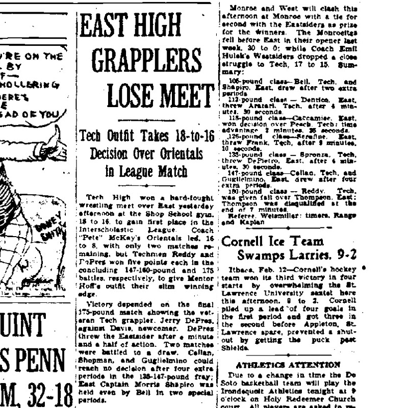 East High Grapplers Lose Meet