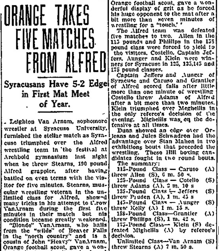 Orange Takes Five Matches From Alfred