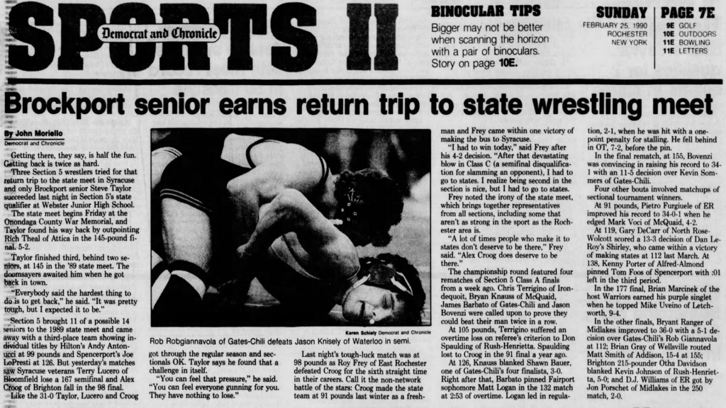 Brockport senior earns return trip to state wrestling meet