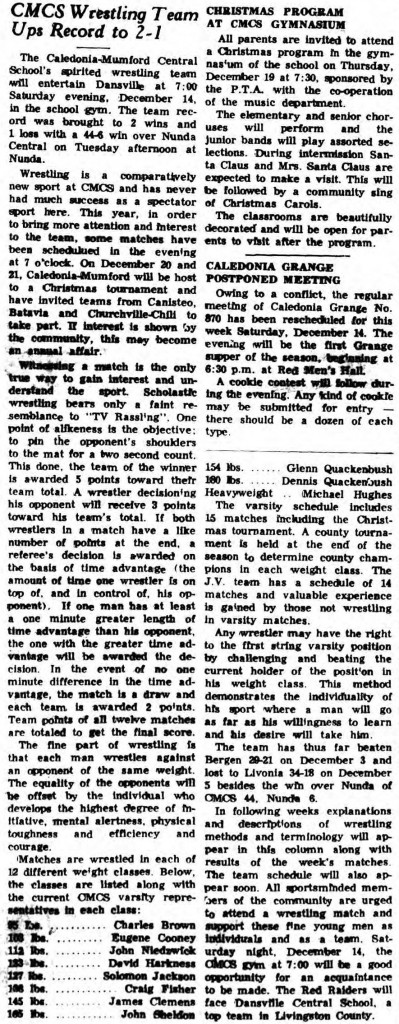 CMCS Wrestling Team Ups Record to 2-1