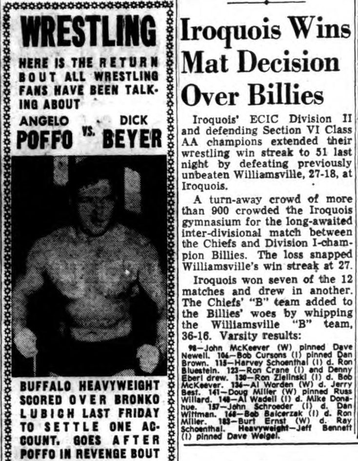 Iroquois Wins Mat Decision Over Billies