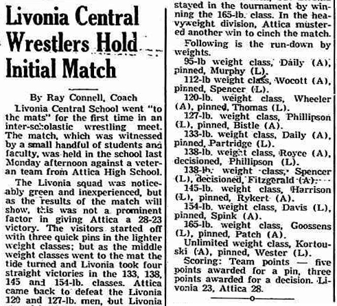 Livonia Central Wrestlers Hold Initial Match