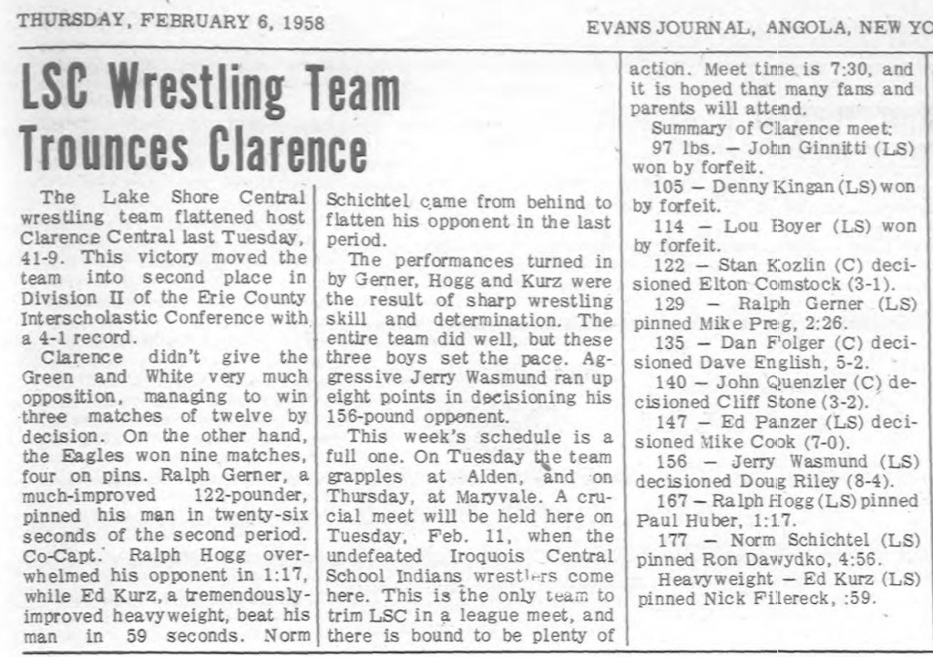 Lake Shore Wrestling Team Trounces Clarence