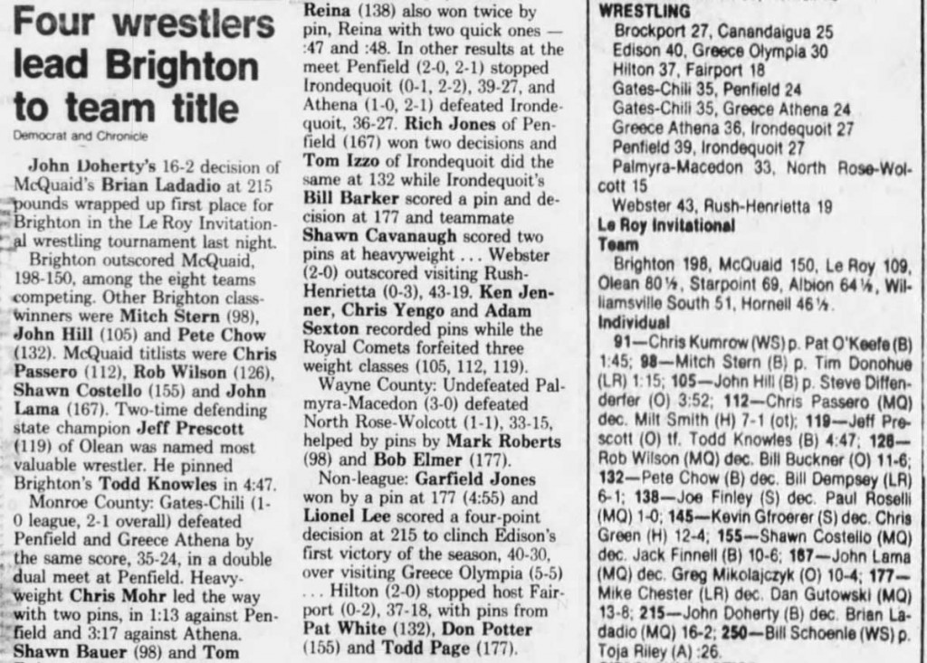 Four wrestlers lead Brighton to team title