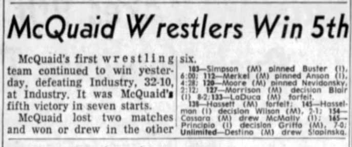 McQuaid Wrestlers Win 5th