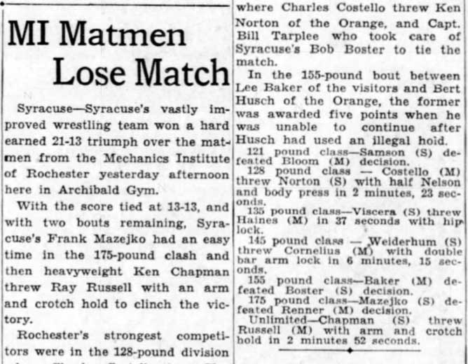 MI Matmen Lose Match