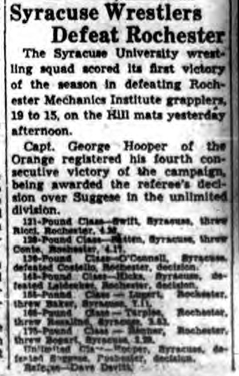 Syracuse Wrestlers Defeat Rochester