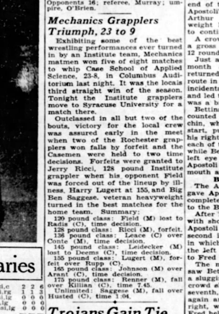 Mechanics Grapplers Triumph, 23 to 9