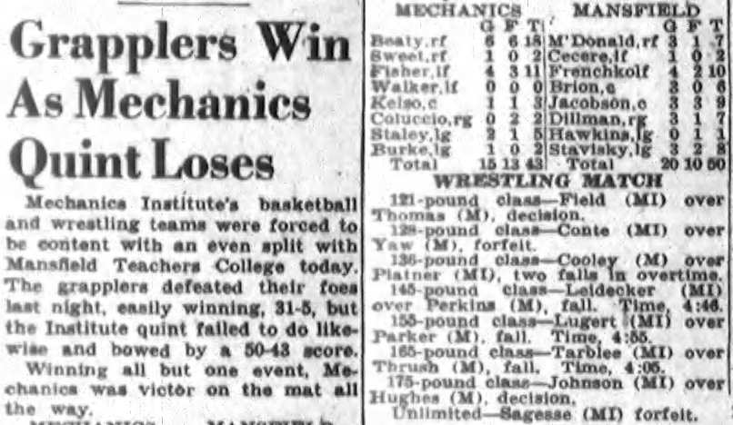 Grapplers Win as Mechanics Quint Loses