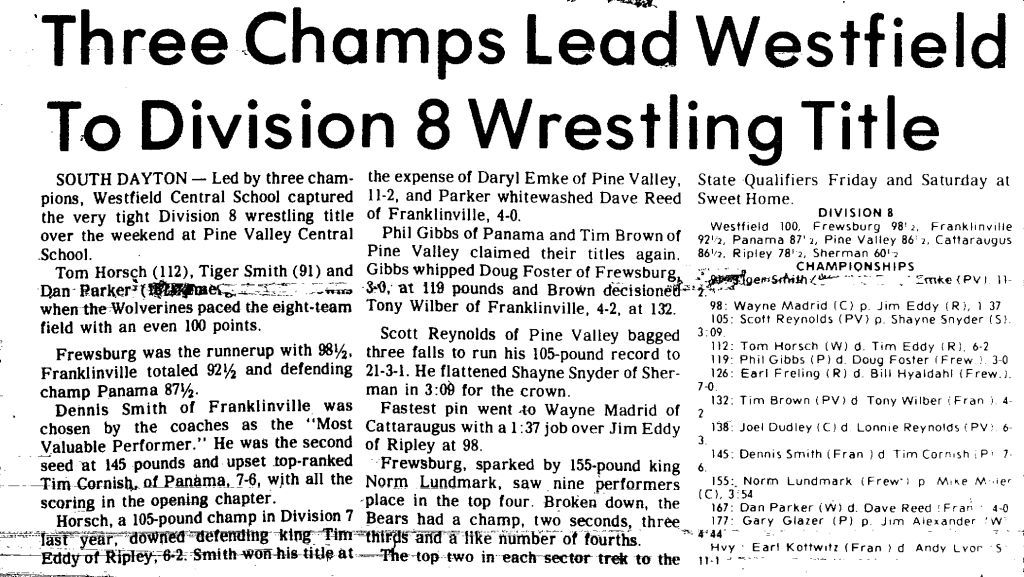 Three Champs Lead Westfield to Division 8 Wrestling Title