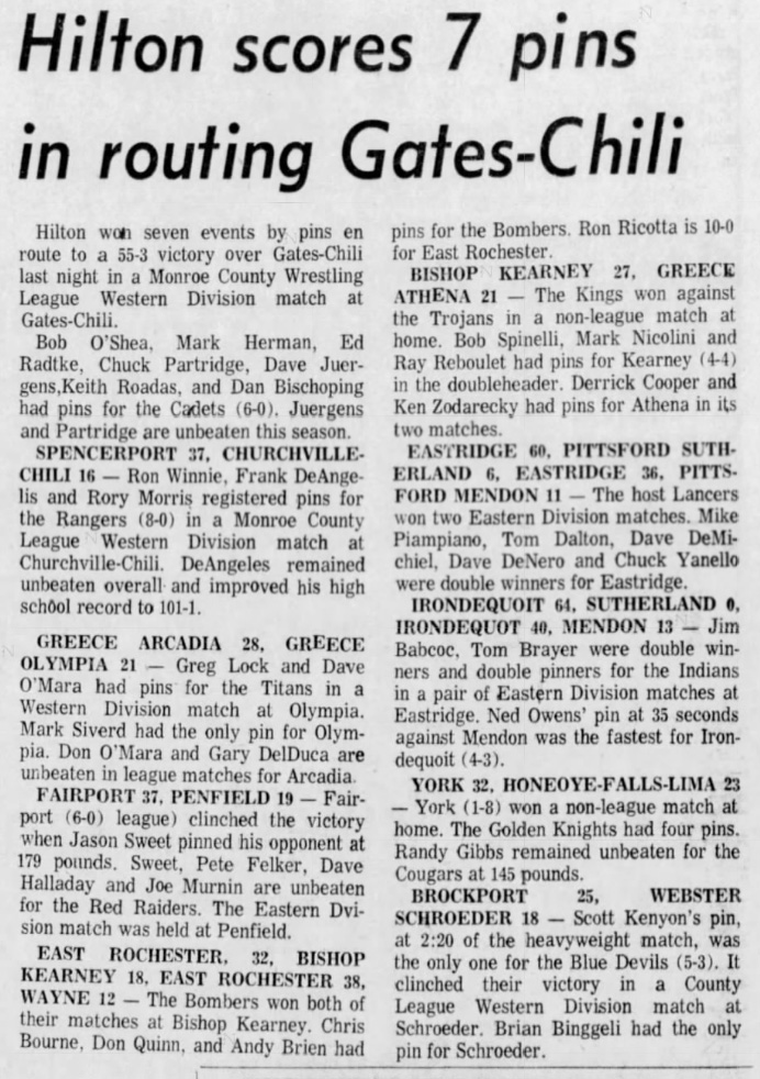 Brockport 25, Webster Schroeder 18