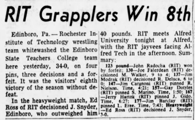 RIT Grapplers Win 8th