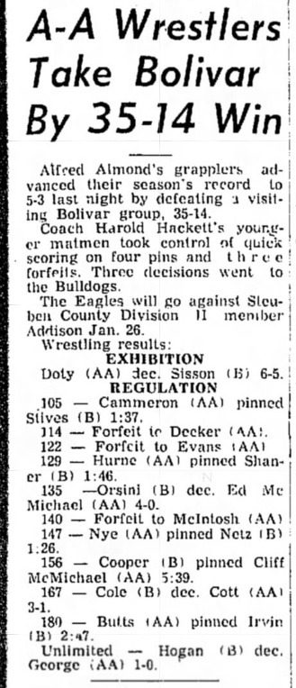 A-A Wrestlers Take Bolivar by 35-14 Win