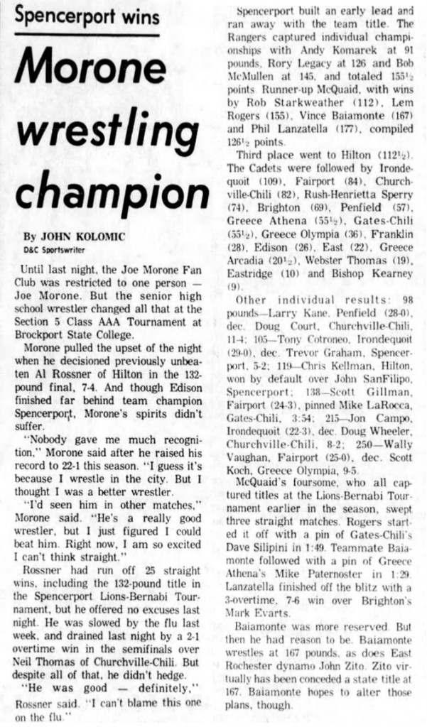 Morone wrestling champion