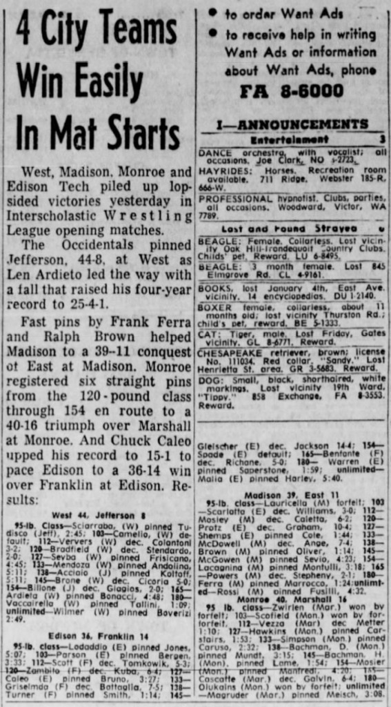 4 City Teams Win Easily in Mat Starts