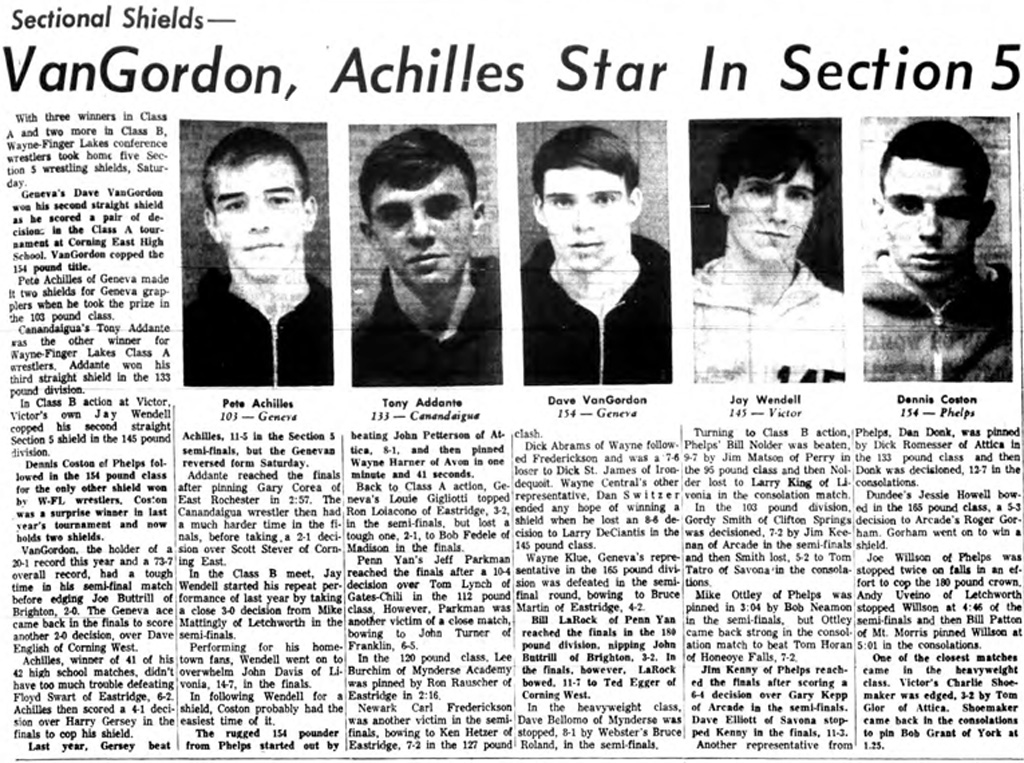 VanGordon, Achilles Shine in Section 5 Wrestling