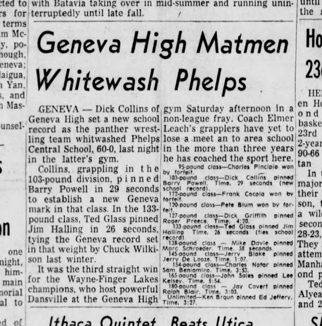 Geneva High Matmen Whitewash Phelps