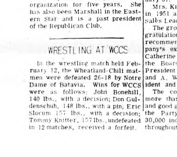 Wrestling at Wheatland-Chili