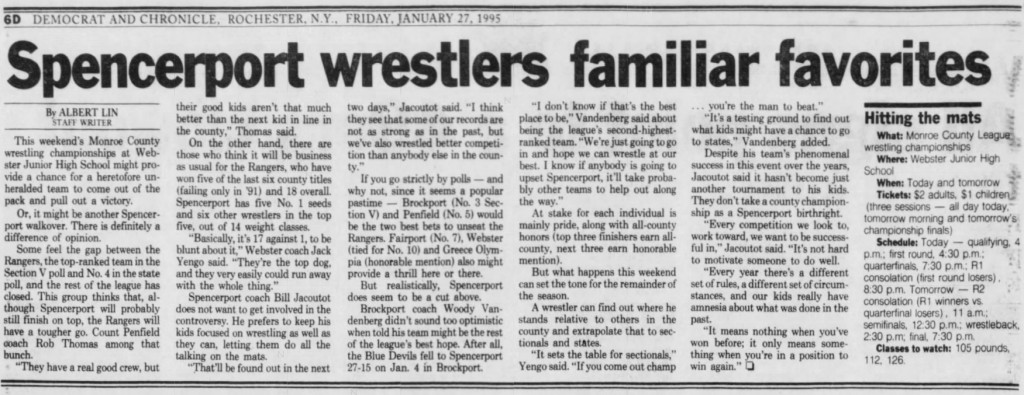 Spencerport wrestlers familiar favorites