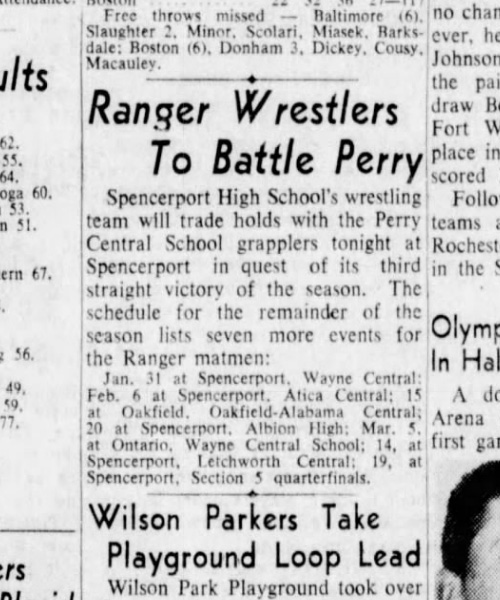 Ranger Wrestlers To Battle Perry