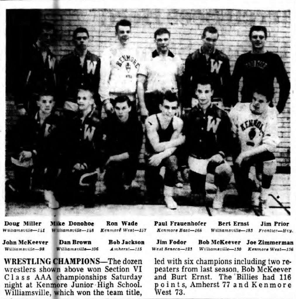 1960 Section VI Class AAA Wrestling Champions