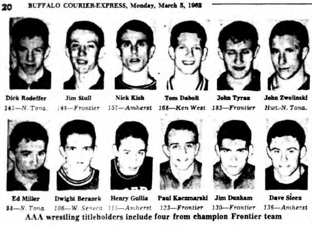 1962 NYSPHSAA Section VI Class AAA Wrestling Champions