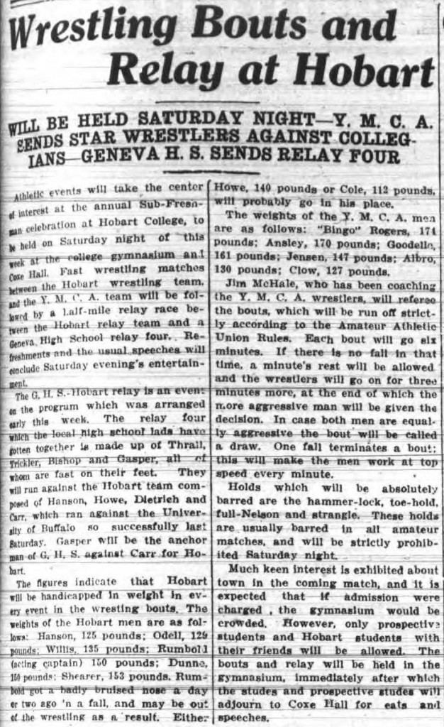 Wrestling Bouts and Relay at Hobart