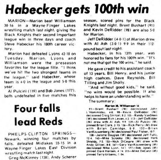 Habecker gets 100th win