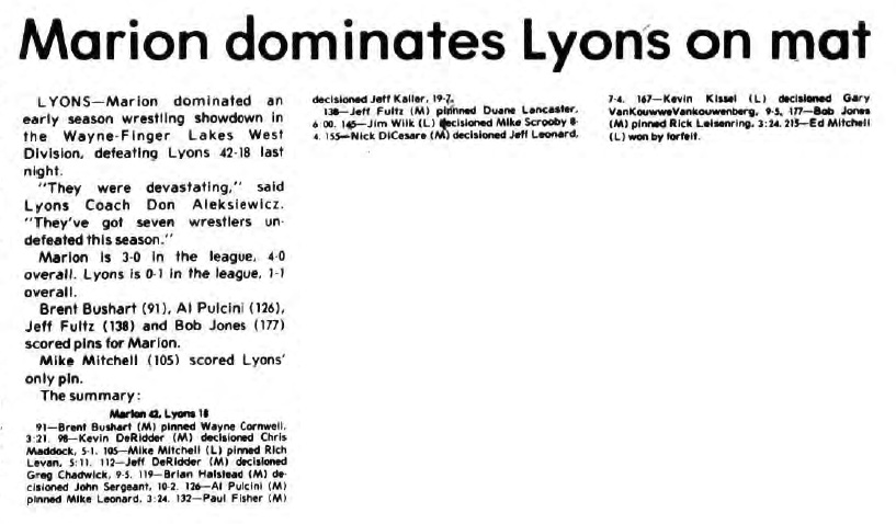 Marion dominates Lyons on Mat