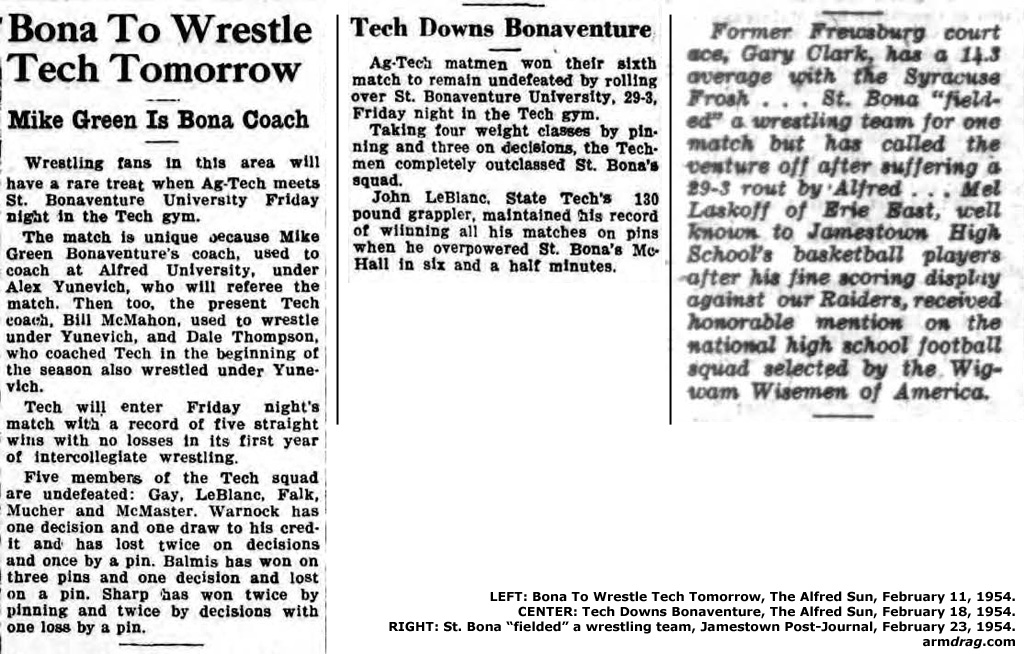 1953-1954 St. Bonaventure Brown Indians Wrestling