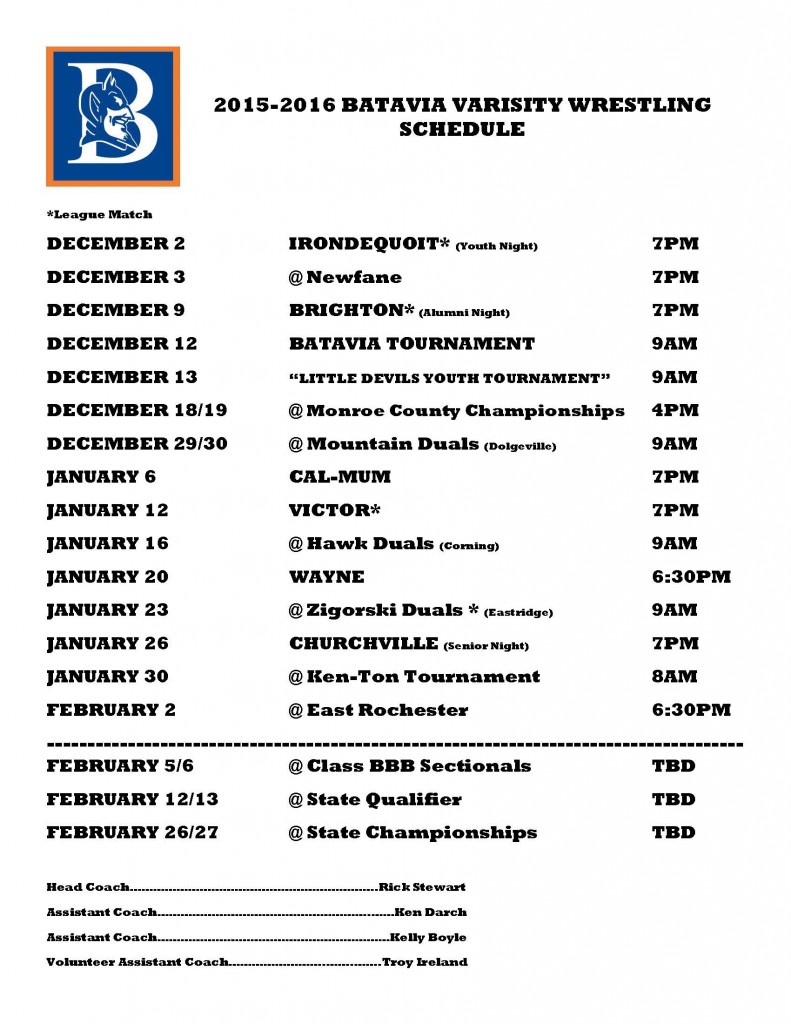 2015-2016 Batavia Blue Devils Wrestling