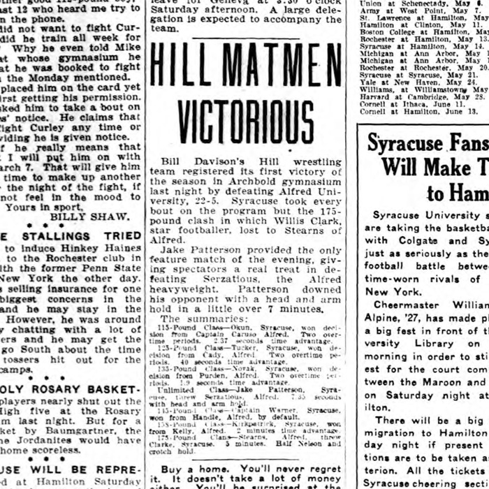 Hill Matmen Victorious