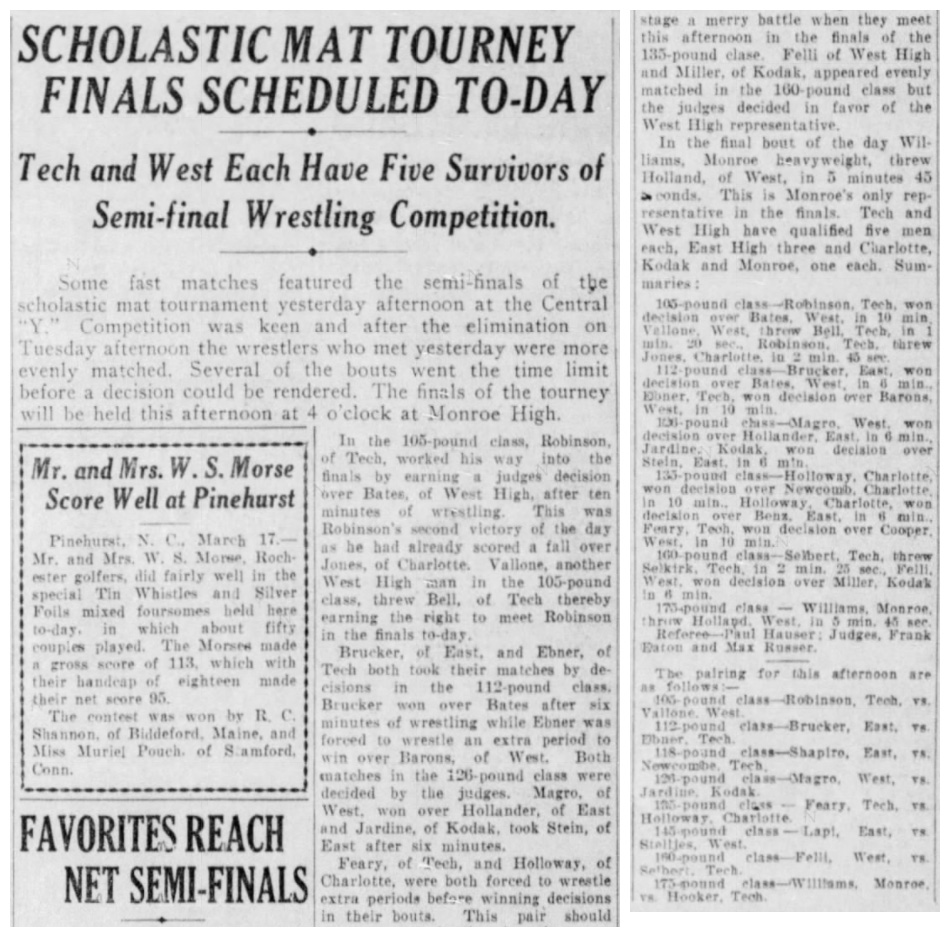 Scholastic Mat Tourney Finals Scheduled To-Day