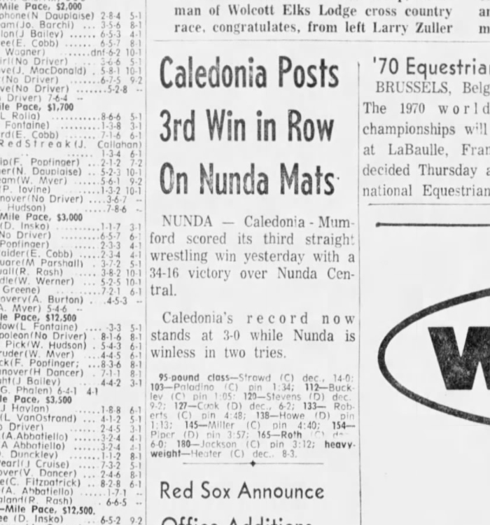 Caledonia Posts 3rd Win in Row On Nunda Mats