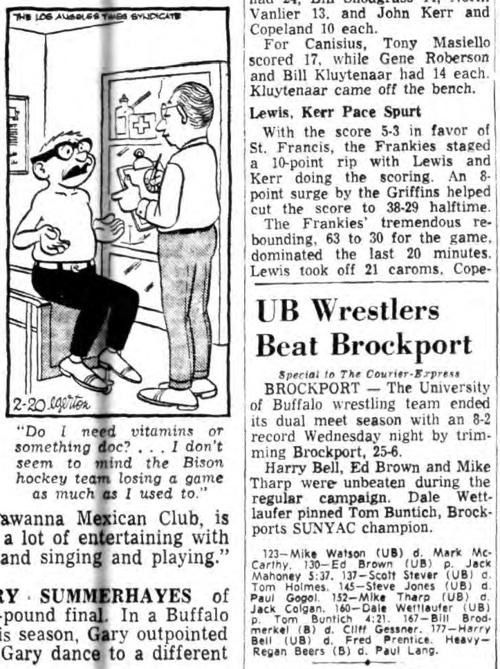 UB Wrestlers Beat Brockport