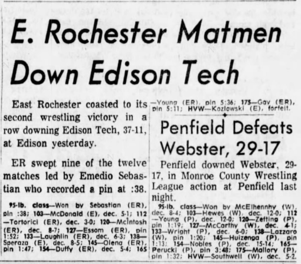 East Rochester Matmen Down Edison Tech