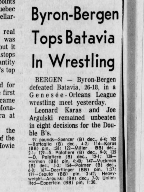 Byron-Bergen Tops Batavia In Wrestling