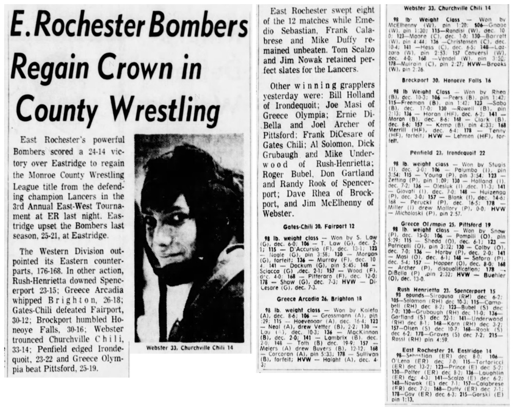 East Rochester Bombers Regain Crown in County Wrestling