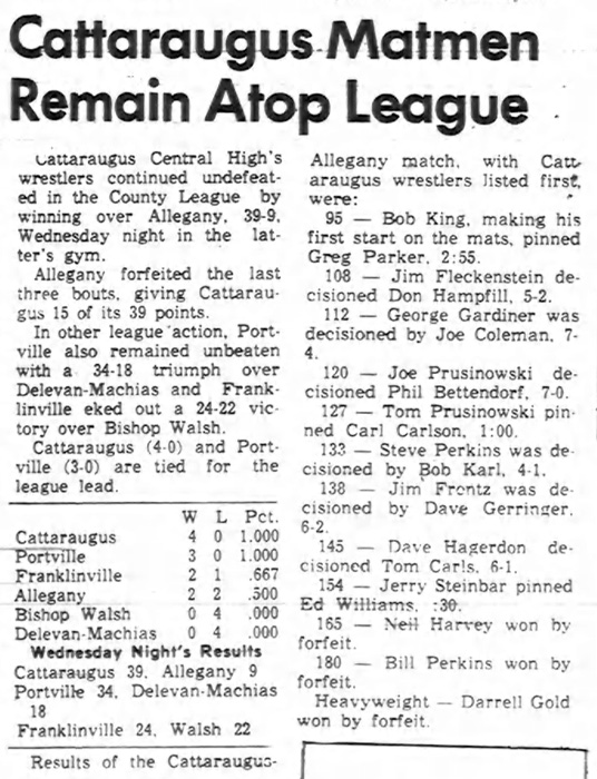 Cattaraugus Matmen Remain Atop League