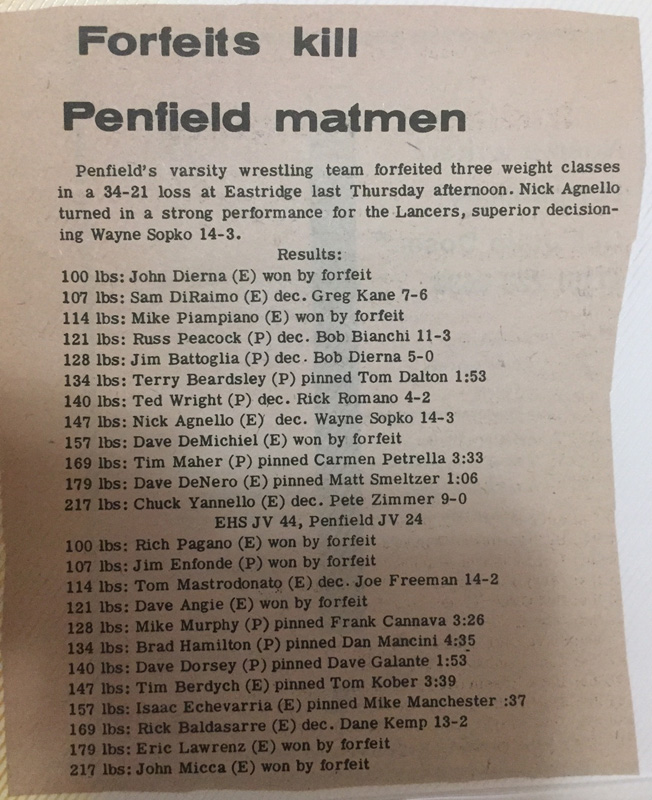 Forfeits kill Penfield matmen