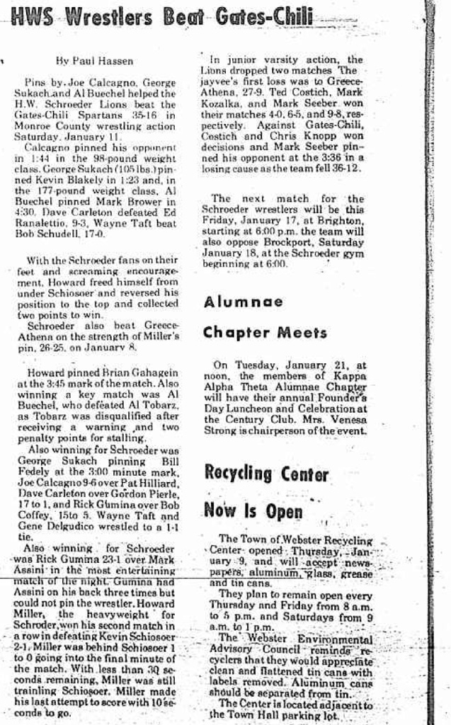 HWS Wrestlers Beat Gates-Chili