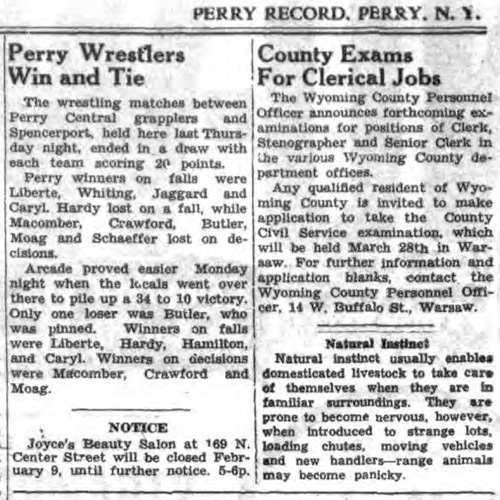 Perry Wrestlers Win and Tie