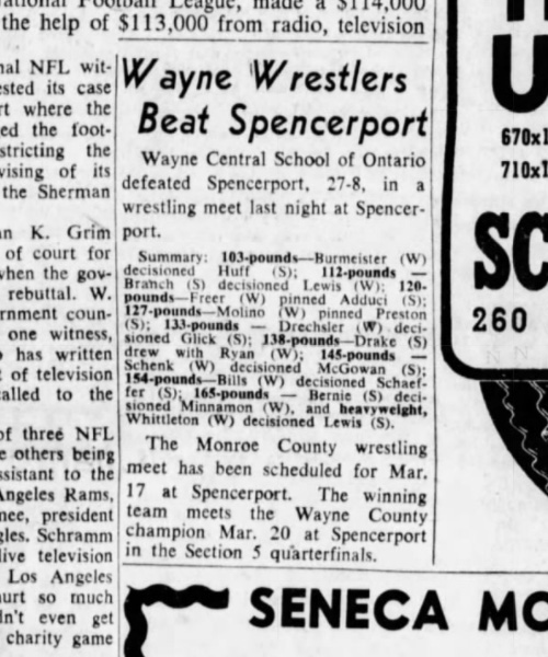 Wayne Wrestlers Beat Spencerport