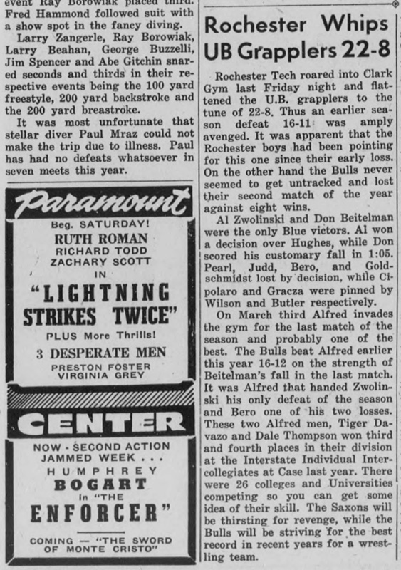 Rochester Whips UB Grapplers 22-8