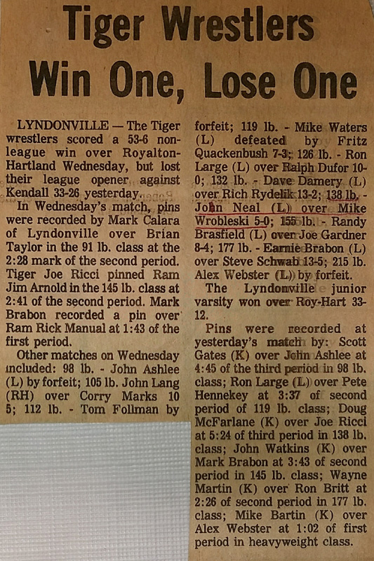 Tiger Wrestlers Win One, Lose One