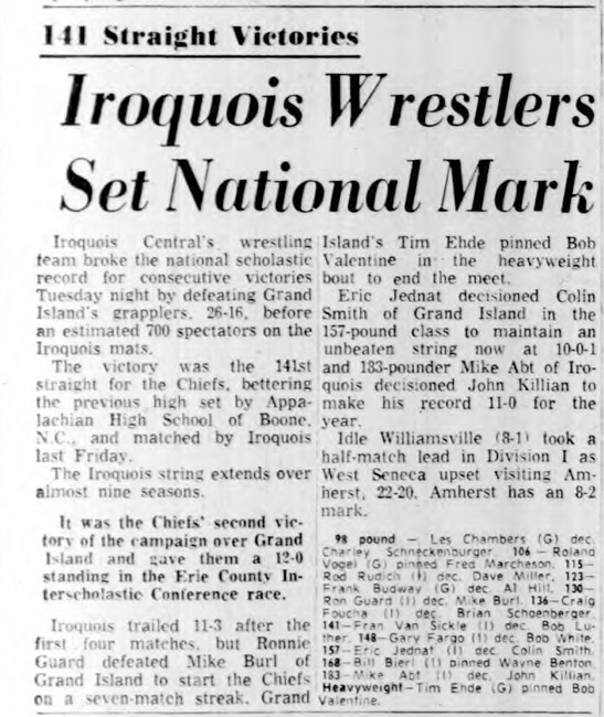 Iroquois Wrestlers Set National Mark