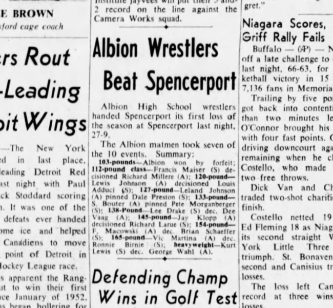 Albion Wrestlers Beat Spencerport