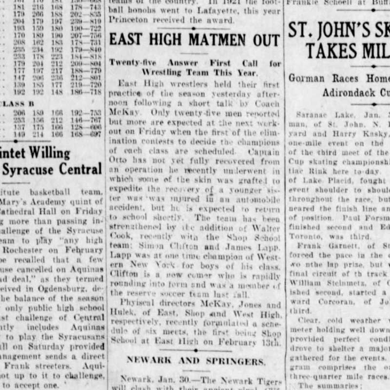 East High Matmen Out