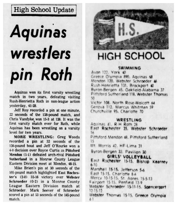 Aquinas wrestlers pin Roth